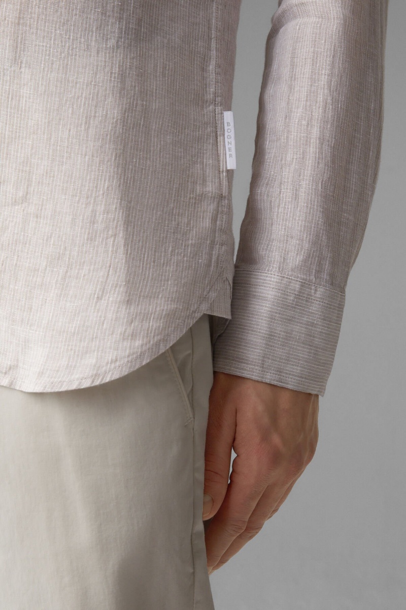 BOGNER Timt Linen Shirt Beige | BPFLX-1906