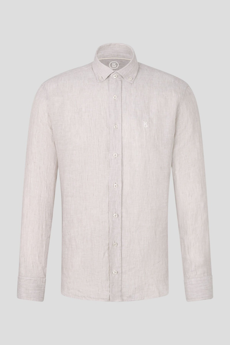 BOGNER Timt Linen Shirt Beige | BPFLX-1906