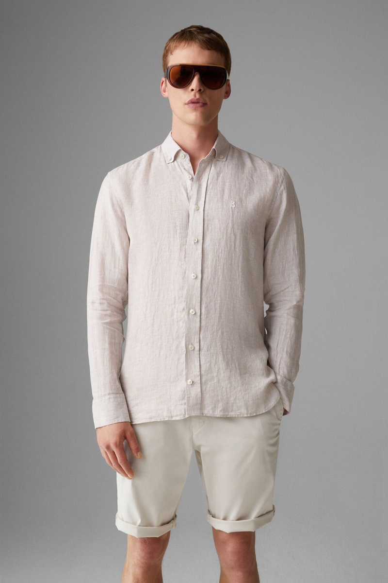 BOGNER Timt Linen Shirt Beige | BPFLX-1906