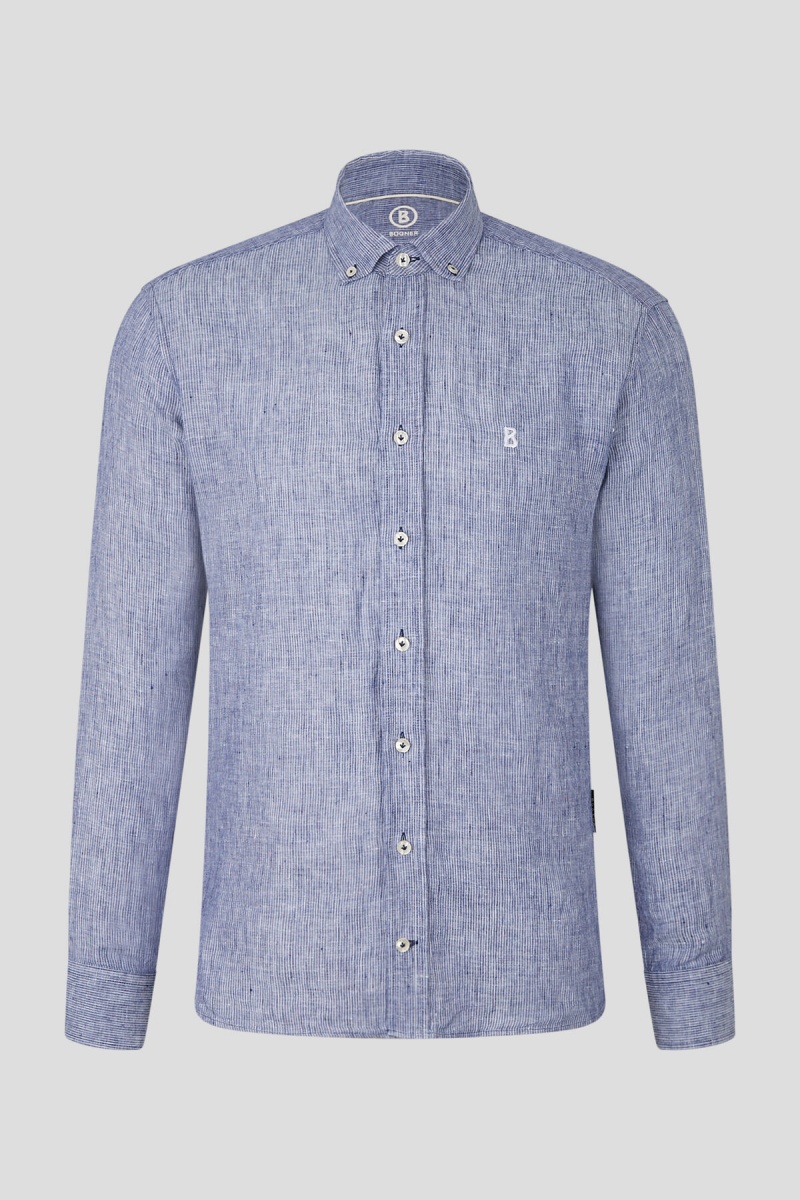 BOGNER Timt Linen Shirt Blau | MWBIQ-0526